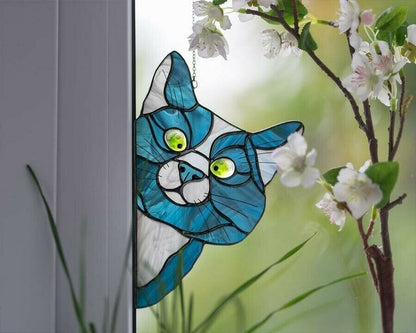 😻Handmade Stain Cat Suncatcher For Window